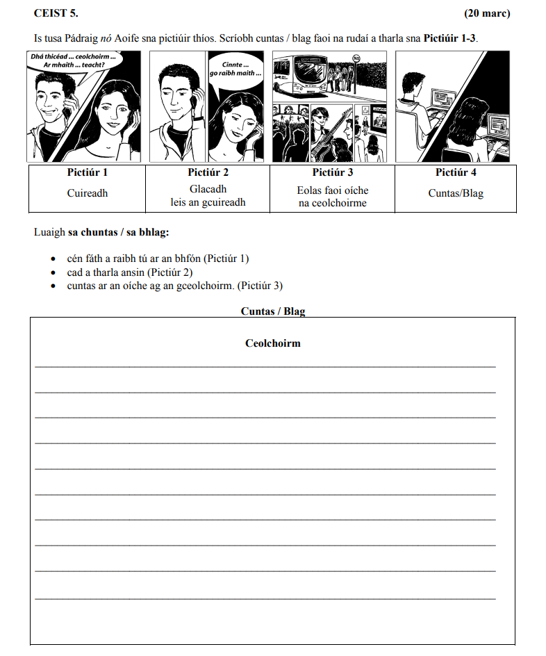 Is-tusa-Pádraig-nó-Aoife-sna-pictiúir-thíos-Junior Cycle Irish-Question 5-2013.png
