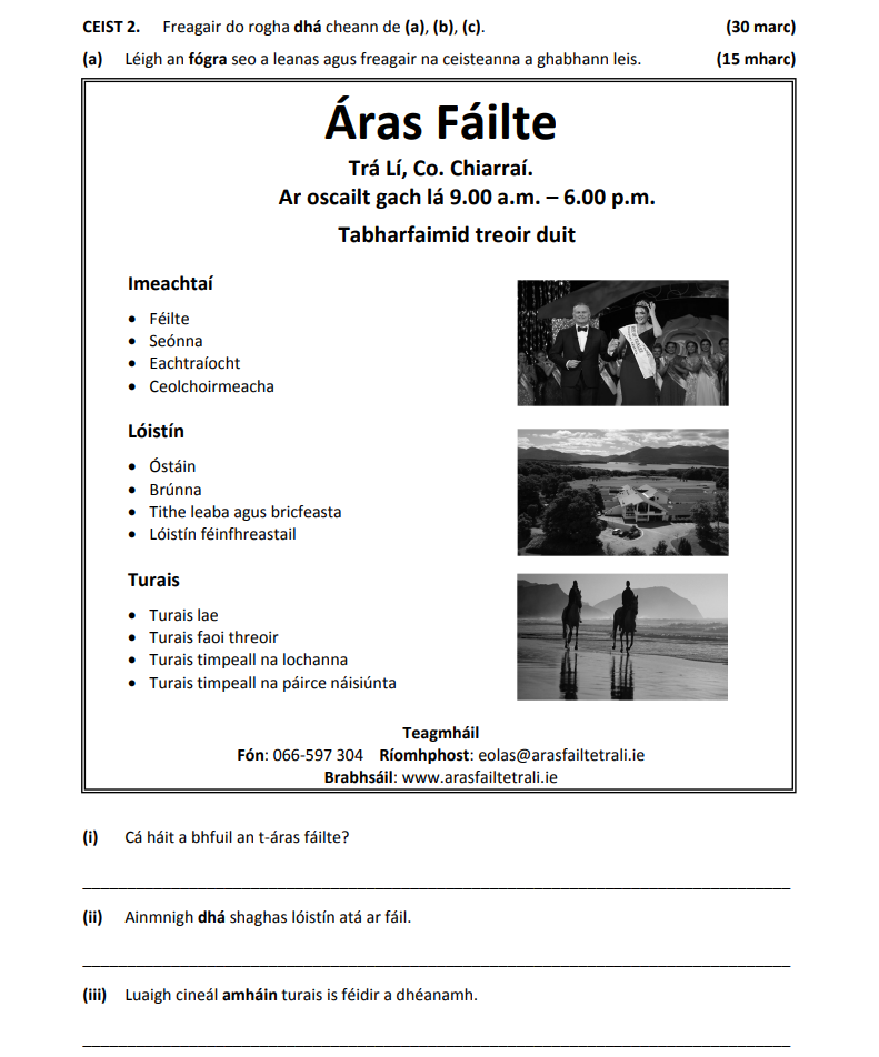 Cá-háit-a-bhfuil-an-t-áras-fáilte?--Trá-Lí-/-Co-Junior Cycle Irish-Question 2-2018.png