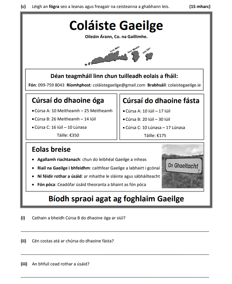 Leigh-an-fógra-seo-a-leanas-agus-freagair-na-ceisteanna-a-ghabhann-leis-Junior Cycle Irish-Question c-2018.png