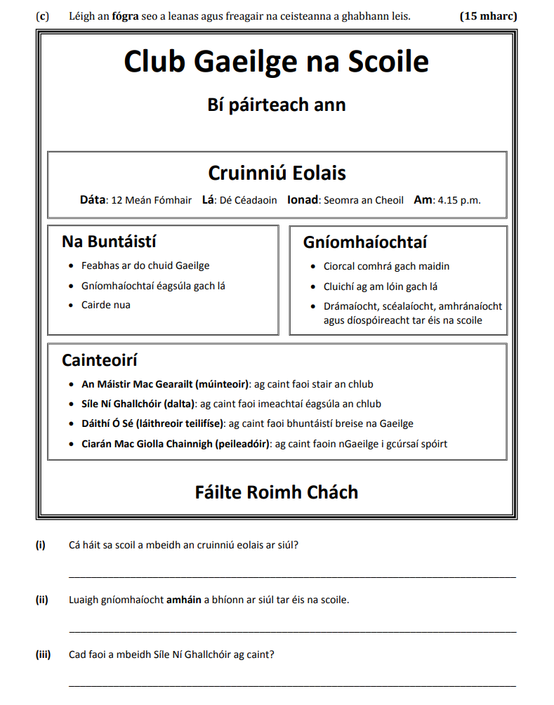 Club-Gaeilge-na-Scoile--Bí-páirtteach-ann--Cruinniú-Eolais--Dáta:-12-Meán-Fómhair-Lá:-Dé-Céadaoin-Ionad:-Seomra-an-Cheoil-Am:-4.15-p.m-Junior Cycle Irish-Question (c)-2017.png
