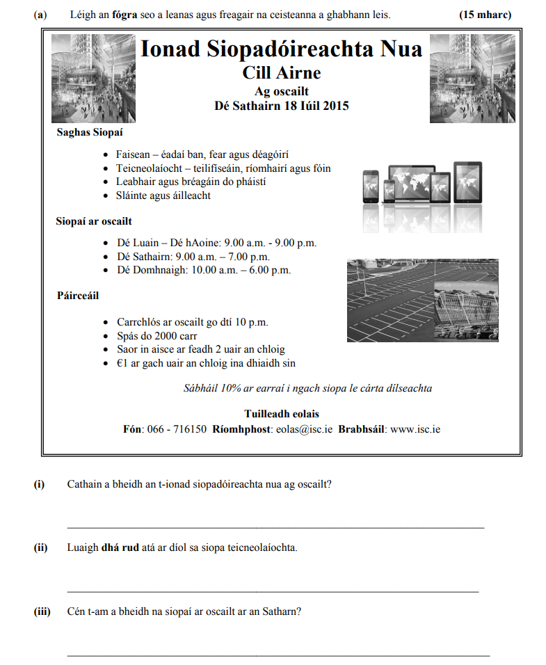 Léigh-an-fógra-seo-a-leanas-agus-freagair-na-ceisteanna-ghabhann-leis-Junior Cycle Irish-Question 2(a)-2015.png