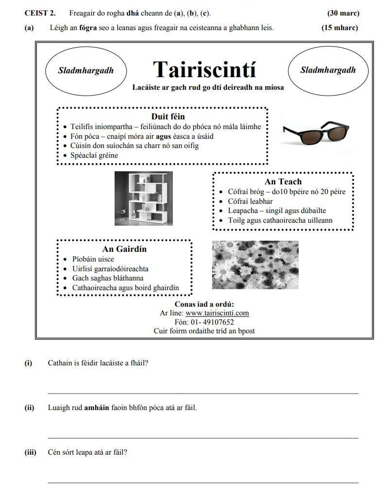 Léigh-an-fógra-seo-a-leanas-agus-freagair-na-ceisteanna-a-ghabhann-leis-Junior Cycle Irish-Question 2-2014.png