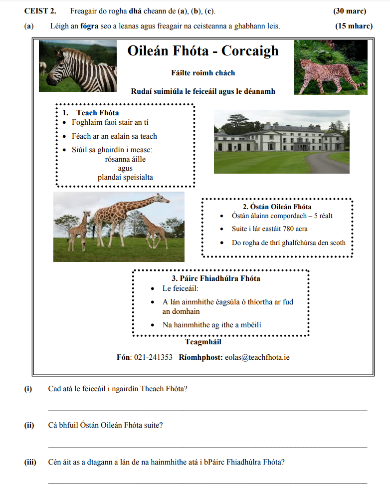 Cad-atá-le-feiceáil-i-ngairdín-Teach-Fhóta?--Tá-rósanna-(aille)-agus-plandaí-(speisialta)-Junior Cycle Irish-Question 2-2013.png