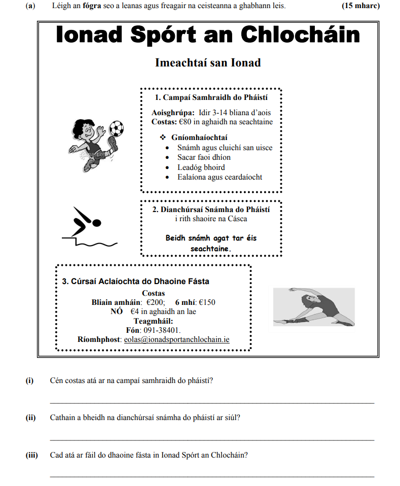 Léigh-an-fógra-seo-agus-freagair-na-ceisteanna-a-ghabhann-leis-Junior Cycle Irish-Question (a)-2012.png