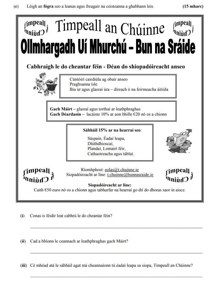 Léigh-an-fógra-seo-agus-freagair-na-ceisteanna-leis-Junior Cycle Irish-Question (e)-2012.png