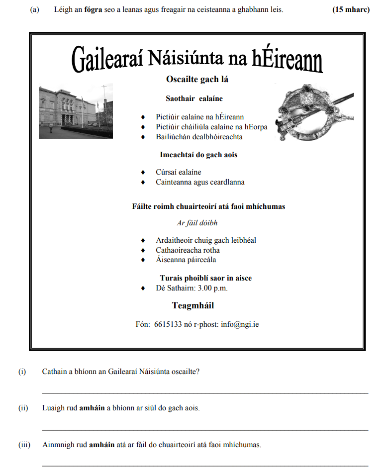 Léigh-an-fógra-seo-a-leanas-agus-freagair-na-ceisteanna-a-ghabhann-leis-Junior Cycle Irish-Question a-2010.png