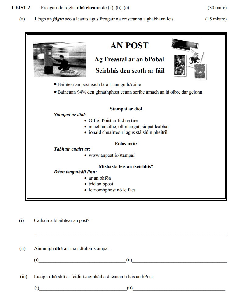 Freagair-do-rogha-dhá-cheann-de-(a),-(b),-(c)-Junior Cycle Irish-Question 2-2009.png