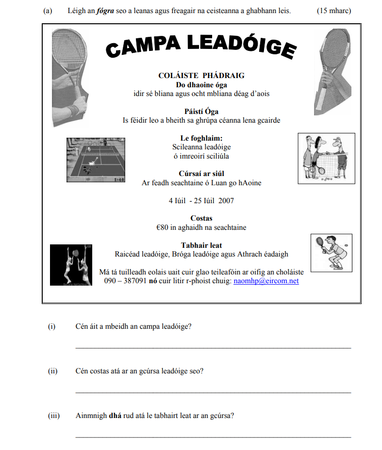 Leigh-an-figré-seo-a-leanas-agus-freagair-na-ceisteanna-a-ghabhann-leis-Junior Cycle Irish-Question (a)-2007.png
