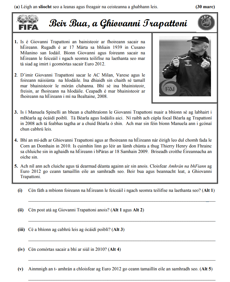 Is-Giovanni-Trapattoni-ina-bhainisteoir-ar-fhoireann-sacair-na-hÉireann-Junior Cycle Irish-Question (a)-2012.png