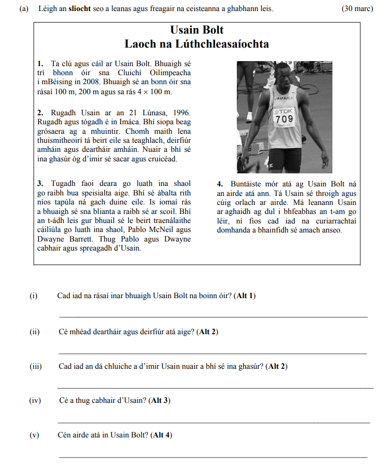Léigh-an-sliocht-seo-agus-freagair-na-ceisteanna-a-ghaibh-leis-Junior Cycle Irish-Question a-2009.png