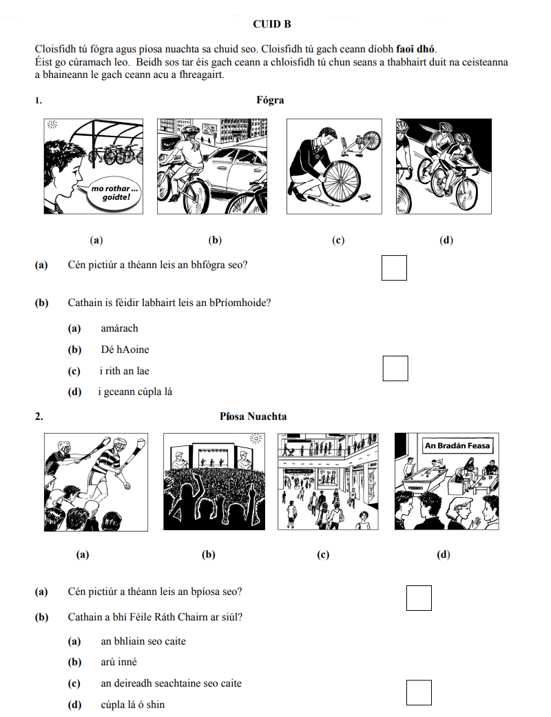 Cén-pictiúr-a-tháispeáint-leis-an-bhFógra-seo?--Catain-is-féidir-labhairt-leis-an-bPríomhhoide?--(a)-(a)-amhrách-(b)-Dé-hAoine-(c)-i-rith-an-lae-(d)-i-gceann-cúpla-lá-Junior Cycle Irish-Question 1-2015.png