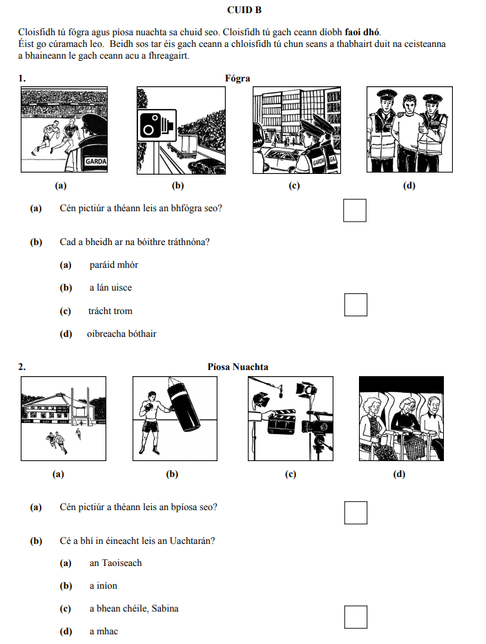 Cén-pictiúr-a-thábháil-leis-an-bhfógra-seo?---Cad-a-bheadh-ar-na-bóithre-tráthnóna?--(a)-paráid-mhór--(b)-a-lán-uisce--(c)-trachta-trom--(d)-oibreacha-bóthair-Junior Cycle Irish-Question 1-2013.png