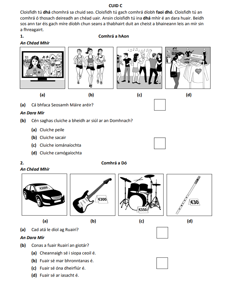 Cá-bhfaics-Séamas-Mháire-faoin-leár-Junior Cycle Irish-Question 1-2019.png