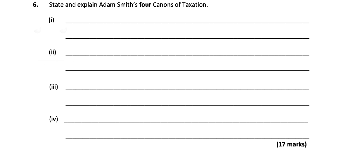 State-and-explain-Adam-Smith's-four-Canons-of-Taxation-Leaving Cert Economics-Question 6-2018.png