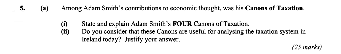 Among-Adam-Smith’s-contributions-to-economic-thought,-was-his-Canons-of-Taxation-Leaving Cert Economics-Question 5-2006.png