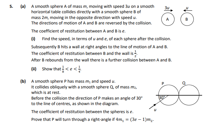 A-smooth-sphere-A-of-mass-m,-moving-with-speed-3u-on-a-smooth-horizontal-table-collides-directly-with-a-smooth-sphere-B-of-mass-2m,-moving-in-the-opposite-direction-with-speed-u-Leaving Cert Applied Maths-Question 5-2020.png