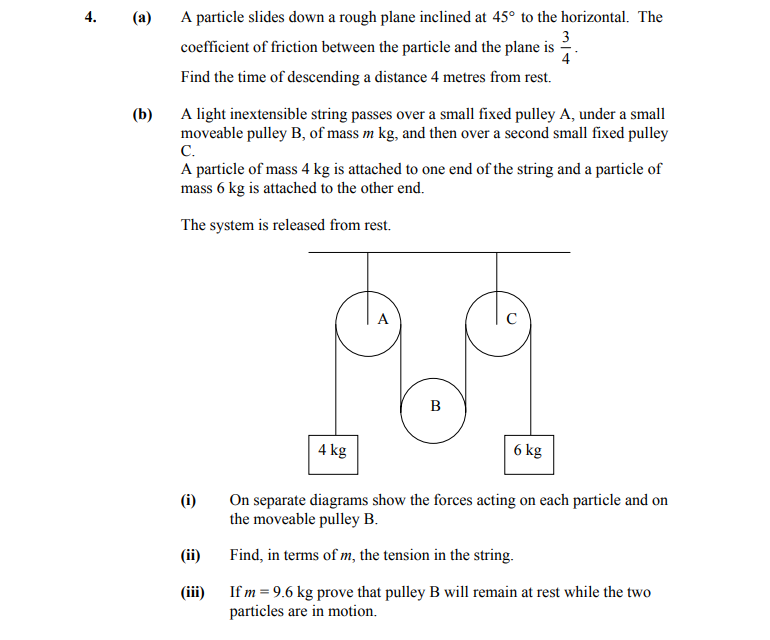 A-particle-slides-down-a-rough-plane-inclined-at-45°-to-the-horizontal-Leaving Cert Applied Maths-Question 4-2007.png