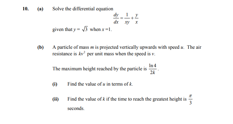 Solve-the-differential-equation--dy/dx-=-1/(xy)-+-y/x--given-that-y-=-√3-when-x-=-1-Leaving Cert Applied Maths-Question 10-2009.png