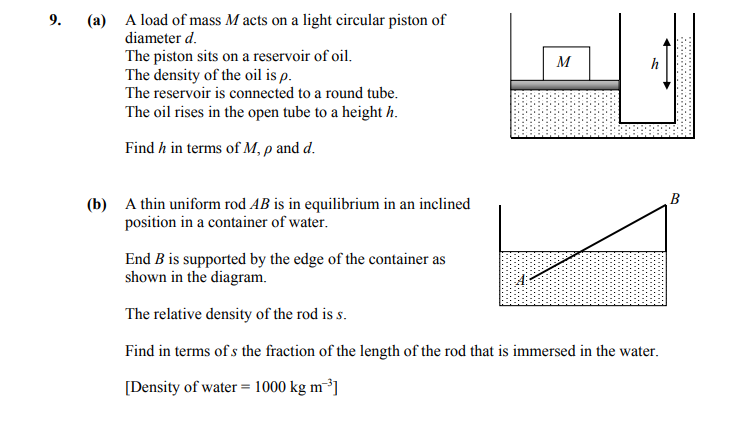 9.-(a)-A-load-of-mass-M-acts-on-a-light-circular-piston-of-diameter-d-Leaving Cert Applied Maths-Question 9-2016.png