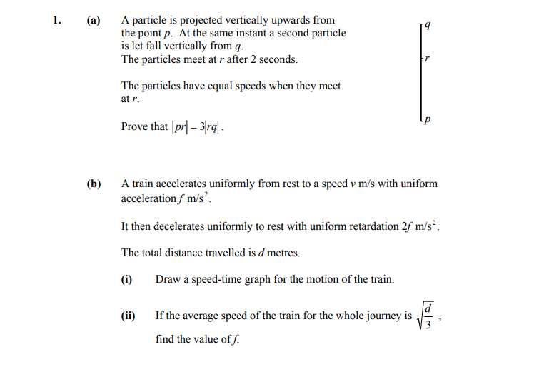 1.-(a)-A-particle-is-projected-vertically-upwards-from-the-point-$p$-Leaving Cert Applied Maths-Question 1-2009.png