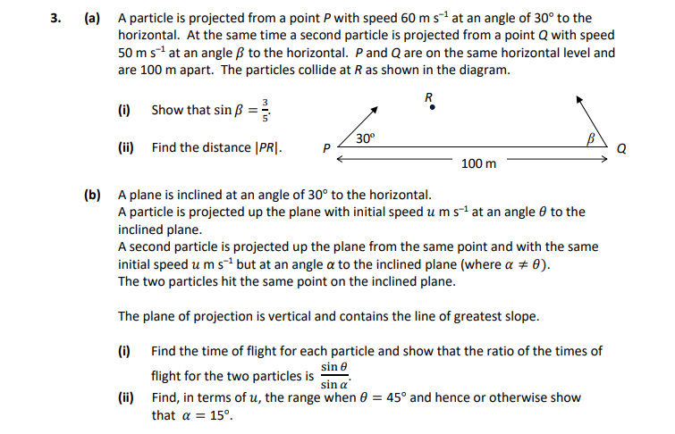 A-particle-is-projected-from-a-point-P-with-speed-60-m-s-1-at-an-angle-of-30°-to-the-horizontal-Leaving Cert Applied Maths-Question 3-2018.png