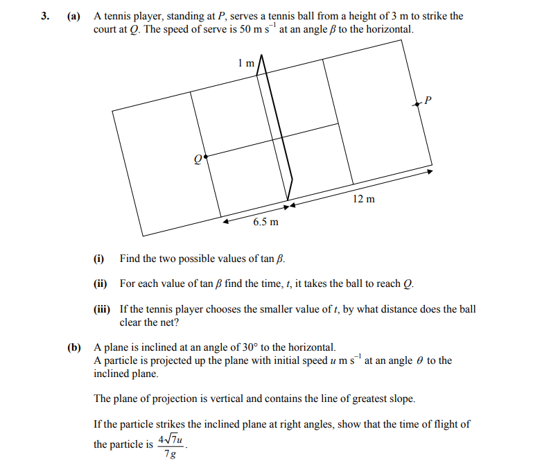 A-tennis-player,-standing-at-P,-serves-a-tennis-ball-from-a-height-of-3-m-to-strike-the-court-at-Q-Leaving Cert Applied Maths-Question 3-2015.png