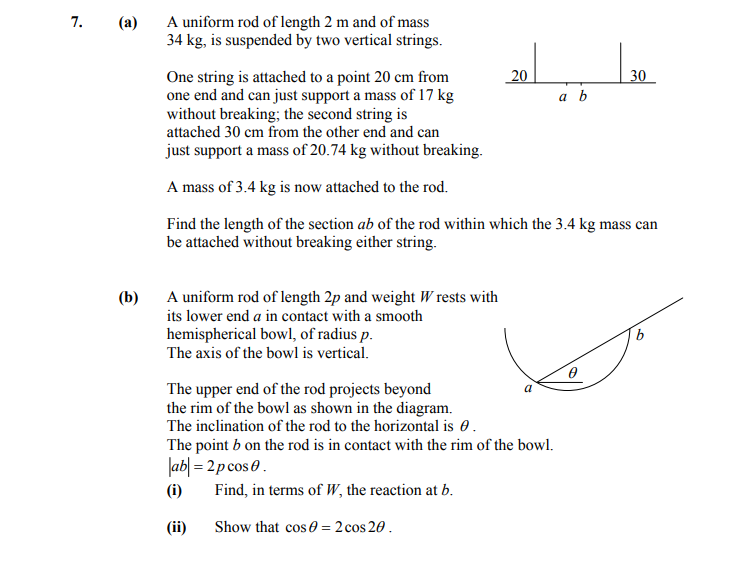 A-uniform-rod-of-length-2-m-and-of-mass-34-kg-is-suspended-by-two-vertical-strings-Leaving Cert Applied Maths-Question 7-2009.png