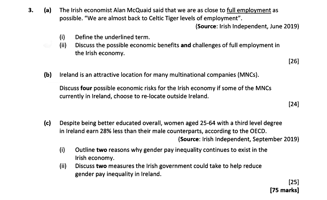 The-Irish-economist-Alan-McQuaid-said-that-we-are-as-close-to-full-employment-as-possible-Leaving Cert Economics-Question 3-2020.png
