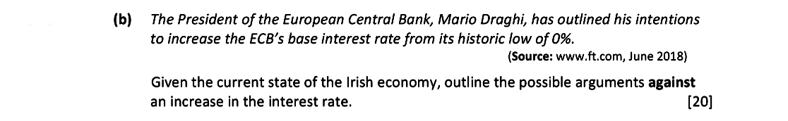 The-President-of-the-European-Central-Bank,-Mario-Draghi,-has-outlined-his-intentions-to-increase-the-ECB's-base-interest-rate-from-its-historic-low-of-0%-Leaving Cert Economics-Question b-2019.png