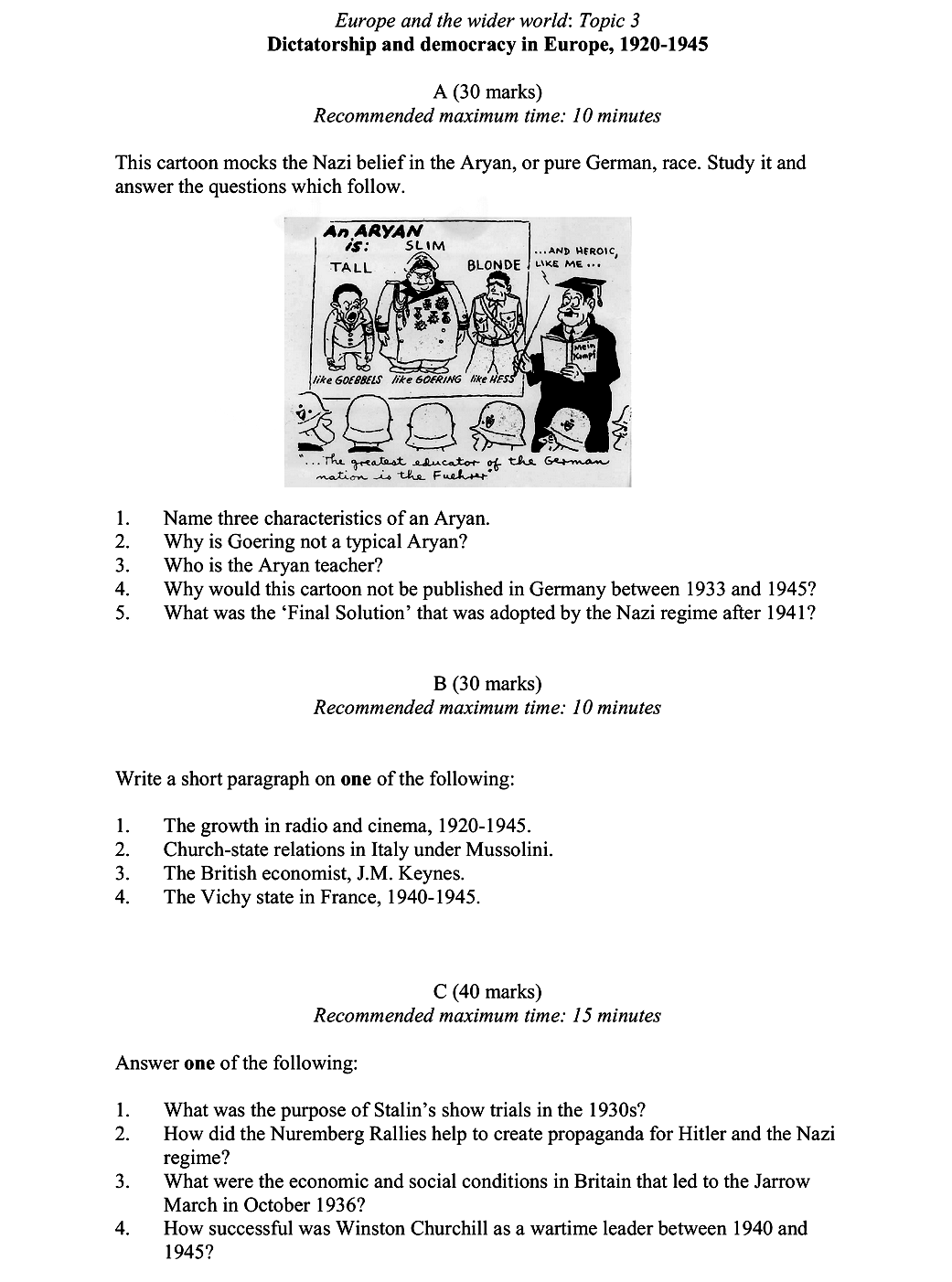 This-cartoon-mocks-the-Nazi-belief-in-the-Aryan,-or-pure-German,-race-Leaving Cert History-Question A-2008.png