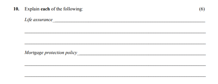 Explain-each-of-the-following:--Life-assurance-___________________________________________________________--Mortgage-protection-policy-___________________________________________________________-Leaving Cert Home Economics-Question 10-2016.png