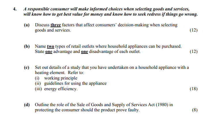 A-responsible-consumer-will-make-informed-choices-when-selecting-goods-and-services,-will-know-how-to-get-best-value-for-money-and-know-how-to-seek-redress-if-things-go-wrong-Leaving Cert Home Economics-Question 4-2004.png