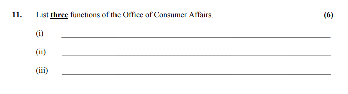 List-three-functions-of-the-Office-of-Consumer-Affairs-Leaving Cert Home Economics-Question 11-2006.png