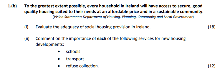 To-the-greatest-extent-possible,-every-household-in-Ireland-will-have-access-to-secure,-good-quality-housing-suited-to-their-needs-at-an-affordable-price-and-in-a-sustainable-community-Leaving Cert Home Economics-Question 1(b)-2017.png