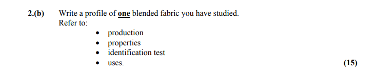 Write-a-profile-of-one-blended-fabric-you-have-studied-Leaving Cert Home Economics-Question 2(b)-2010.png