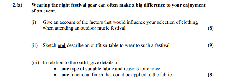 Wearing-the-right-festival-gear-can-often-make-a-big-difference-to-your-enjoyment-of-an-event-Leaving Cert Home Economics-Question 2(a)-2010.png