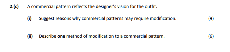 A-commercial-pattern-reflects-the-designer's-vision-for-the-outfit-Leaving Cert Home Economics-Question 2(c)-2018.png