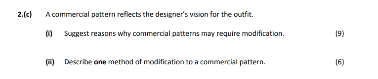 A-commercial-pattern-reflects-the-designer's-vision-for-the-outfit-Leaving Cert Home Economics-Question 2(c)-2018.png
