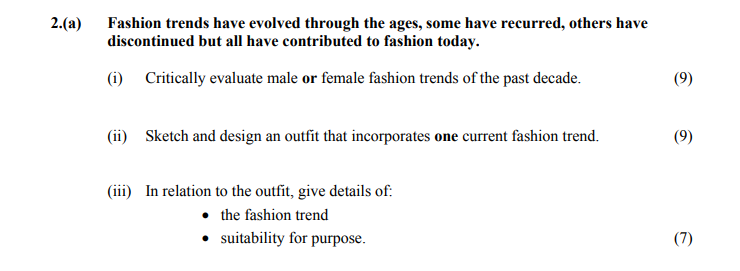 Fashion-trends-have-evolved-through-the-ages,-some-have-recurred,-others-have-discontinued-but-all-have-contributed-to-fashion-today-Leaving Cert Home Economics-Question 2(a)-2016.png