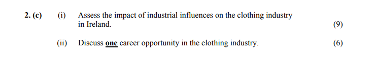 Assess-the-impact-of-industrial-influences-on-the-clothing-industry-in-Ireland-Leaving Cert Home Economics-Question 2 (c)-2005.png