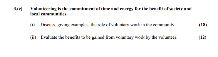 Volunteering-is-the-commitment-of-time-and-energy-for-the-benefit-of-society-and-local-communities-Leaving Cert Home Economics-Question 3(c)-2014.png