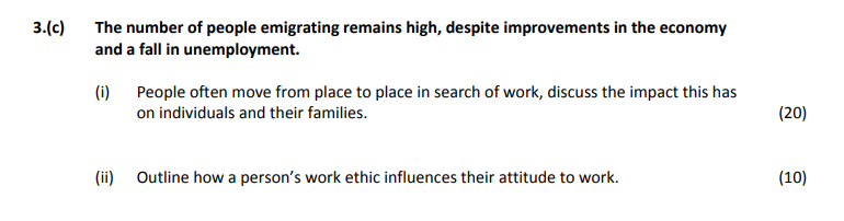 The-number-of-people-emigrating-remains-high,-despite-improvements-in-the-economy-and-a-fall-in-unemployment-Leaving Cert Home Economics-Question 3(c)-2017.png