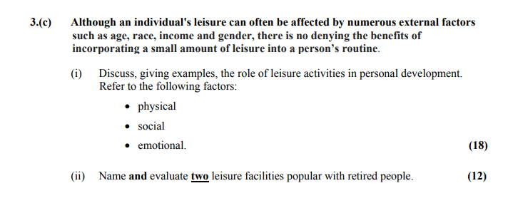 Although-an-individual's-leisure-can-often-be-affected-by-numerous-external-factors-such-as-age,-race,-income-and-gender,-there-is-no-denying-the-benefits-of-incorporating-a-small-amount-of-leisure-into-a-person's-routine-Leaving Cert Home Economics-Question 3(c)-2015.png