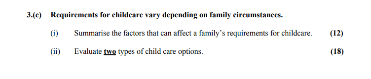 Requirements-for-childcare-vary-depending-on-family-circumstances-Leaving Cert Home Economics-Question 3(c)-2008.png