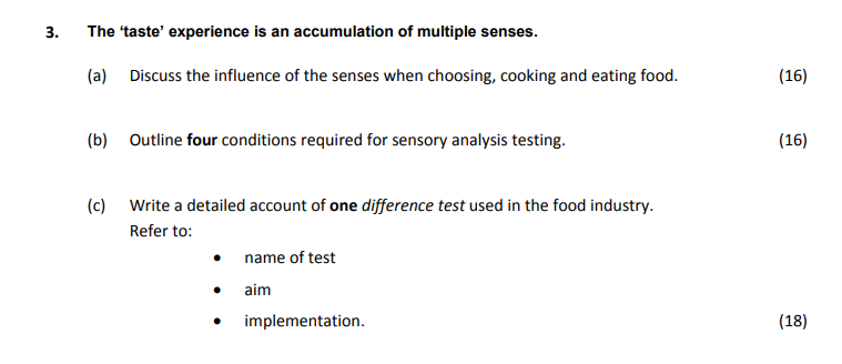 The-‘taste’-experience-is-an-accumulation-of-multiple-senses-Leaving Cert Home Economics-Question 3-2017.png
