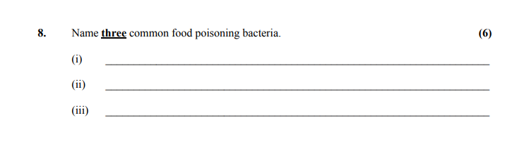 Name-three-common-food-poisoning-bacteria-Leaving Cert Home Economics-Question 8-2011.png