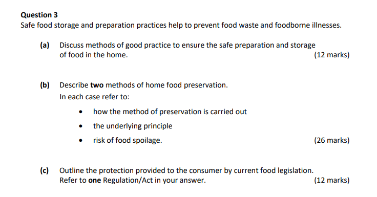 Safe-food-storage-and-preparation-practices-help-to-prevent-food-waste-and-foodborne-illnesses-Leaving Cert Home Economics-Question 3-2020.png