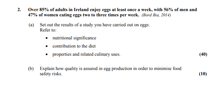 Over-85%-of-adults-in-Ireland-enjoy-eggs-at-least-once-a-week,-with-56%-of-men-and-47%-of-women-eating-eggs-two-to-three-times-per-week-Leaving Cert Home Economics-Question 2-2015.png