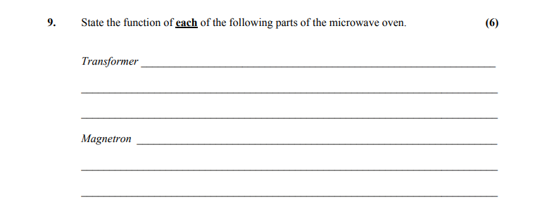 State-the-function-of-each-of-the-following-parts-of-the-microwave-oven-Leaving Cert Home Economics-Question 9-2008.png
