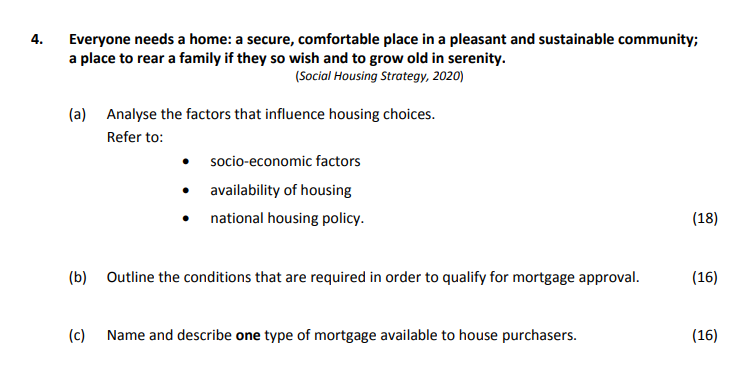 Everyone-needs-a-home:-a-secure,-comfortable-place-in-a-pleasant-and-sustainable-community;-a-place-to-rear-a-family-if-they-so-wish-and-to-grow-old-in-serenity-Leaving Cert Home Economics-Question 4-2017.png